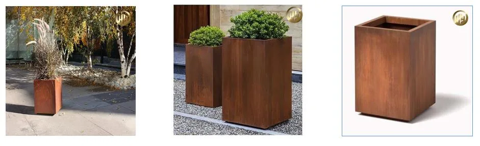 Stand Corten Steel House Decoration Metal Rectangular Flower Planter