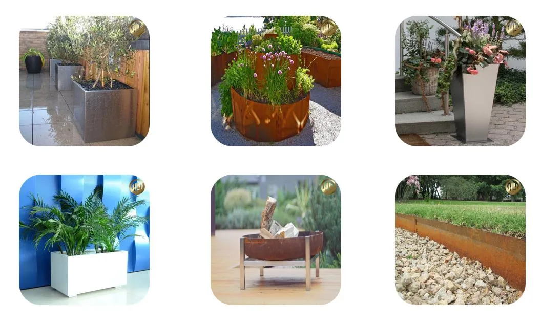 Stand Corten Steel House Decoration Metal Rectangular Flower Planter