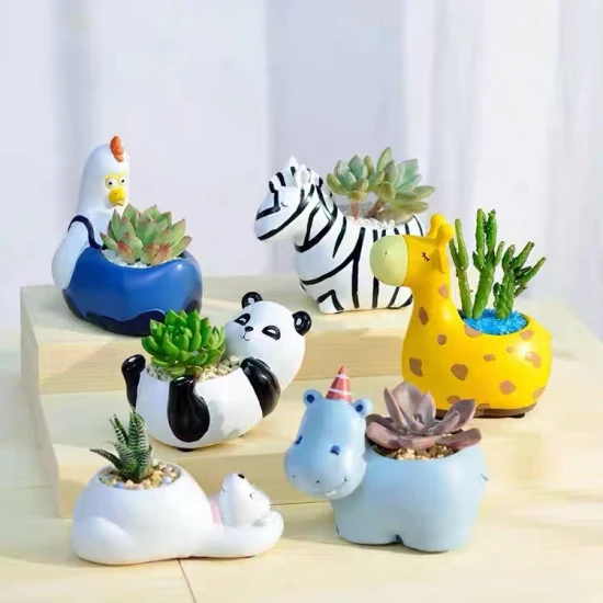 クリエイティブ漫画家庭保育園小さなポットマイクロ風景装飾かわいいコルク質小動物多​​肉植物ポット